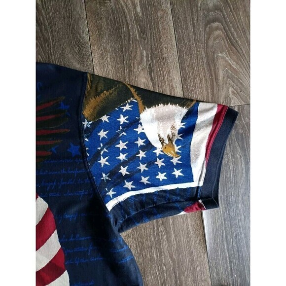 American Flag Eagle Polo T-Shirt Mens XXL USA Constitution Graphic Vintage - Picture 5 of 10